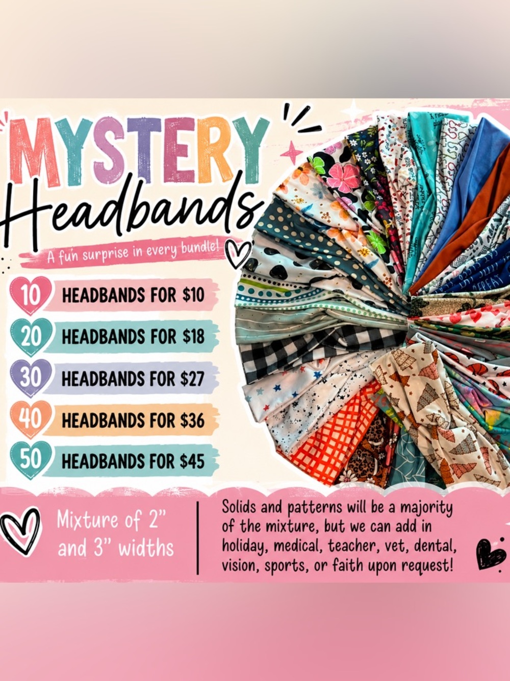 20 Mystery Adult Headbands Pack - Assorted Colors